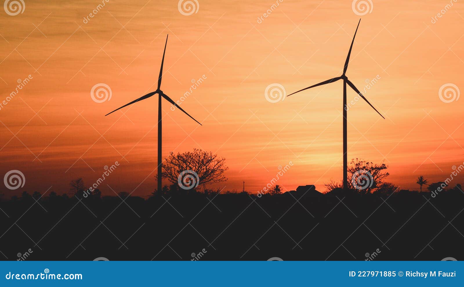 sunset view at wind turbin area, jeneponto, sulawesi, indonesia