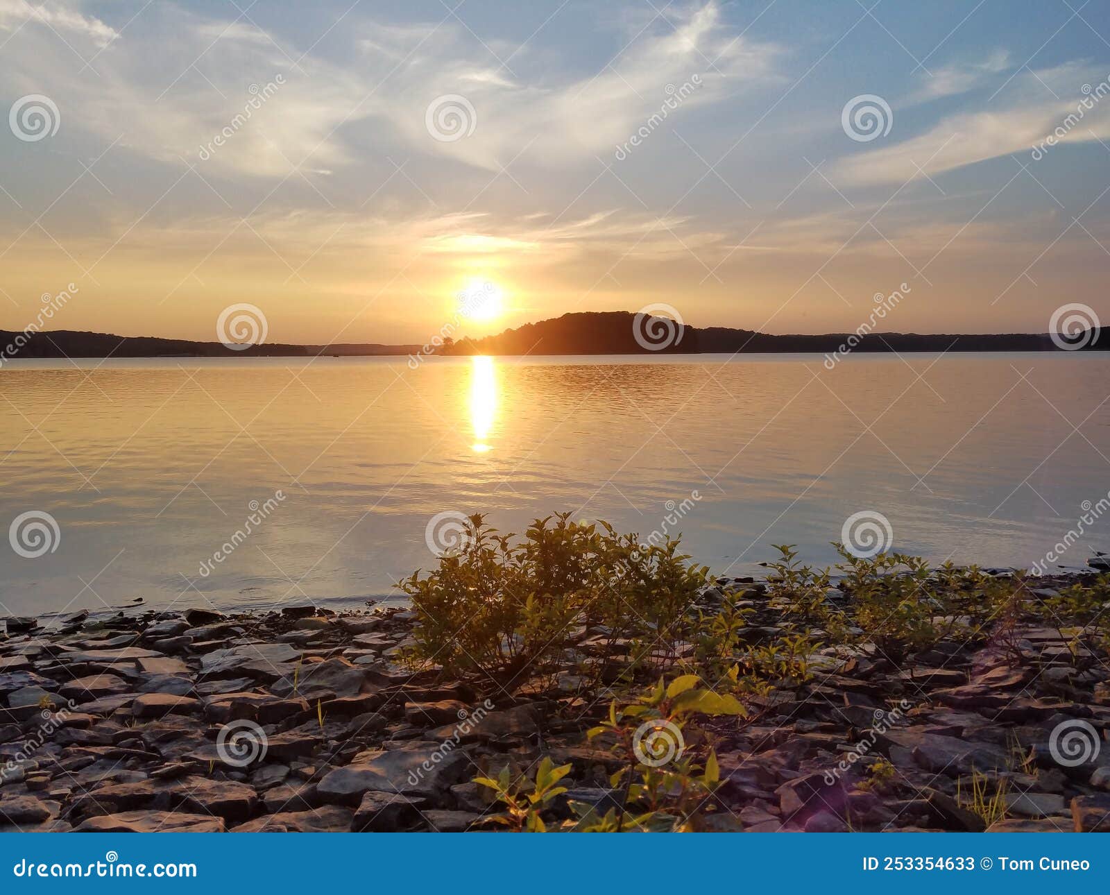 Sunset on the water stock image. Image of lake, monroe - 253354633