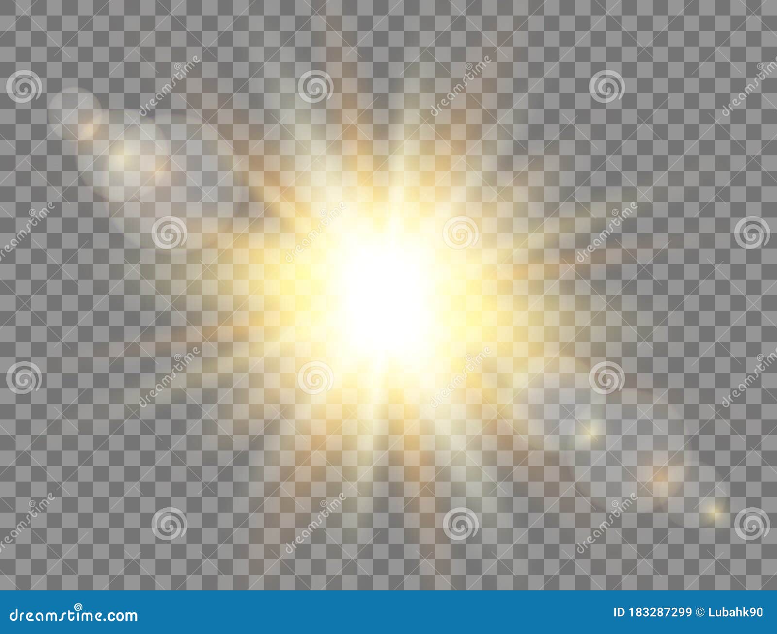 sunshine with rays on transparent background. sun light. golden glowing light effect. sunlight lens flash. magic banner