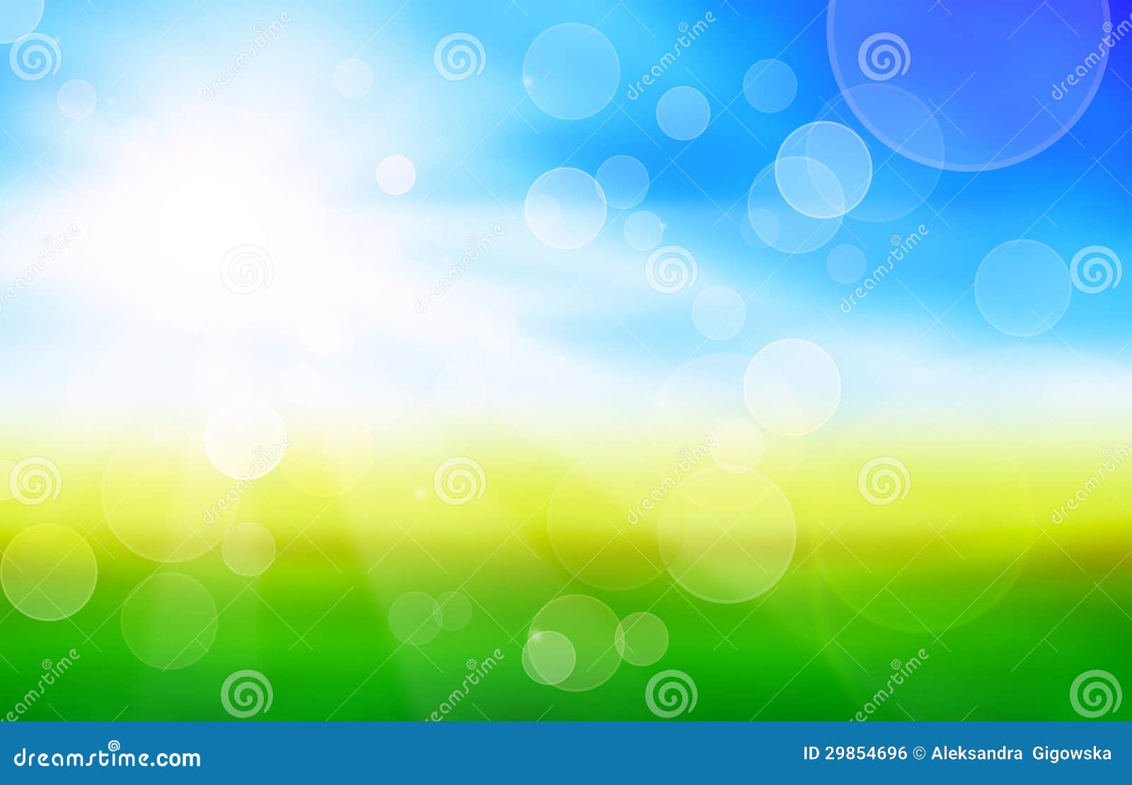 sunshine spring background with green fields