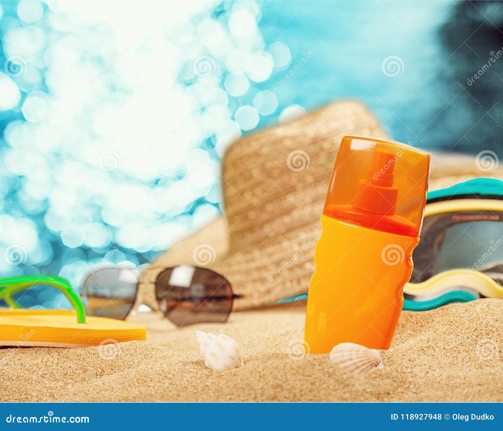 Suntan lotion stock photo. Image of lotion, beach, sand - 118927948