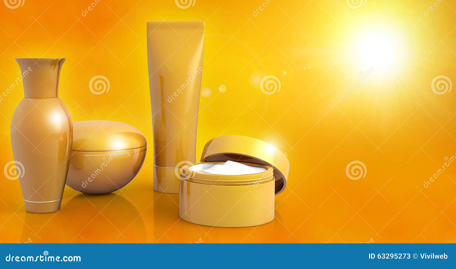 Sun Lotions In A Sunny Sky Stock Image 63295363