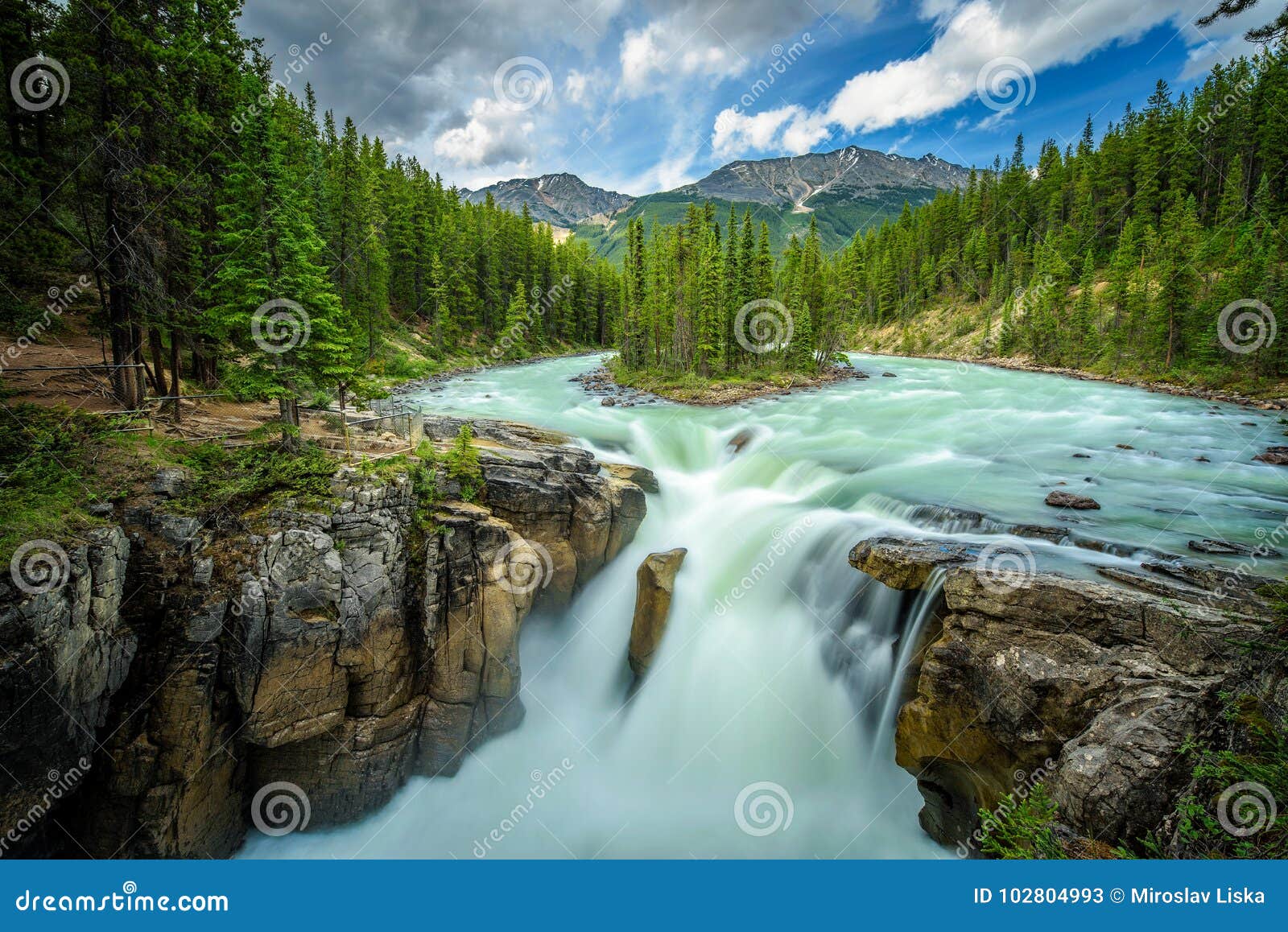 sunwapta falls in jasper national park, canada