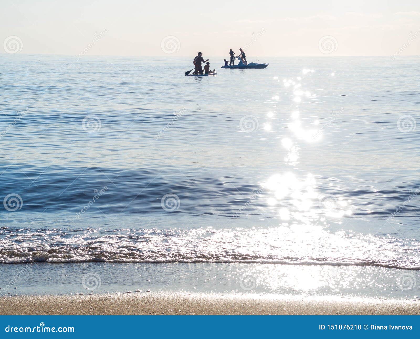 Sup Surfing Training, Swim in the Open Sea on SAP Surfing, Catamaran