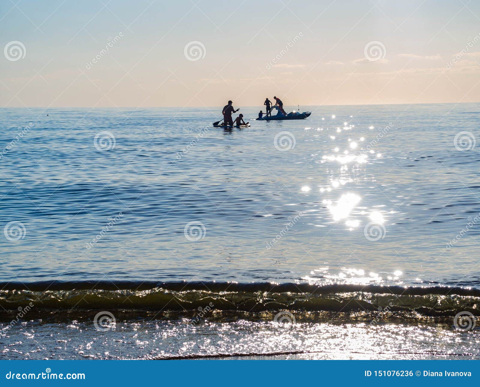Sup Surfing Training, Swim in the Open Sea on SAP Surfing, Catamaran
