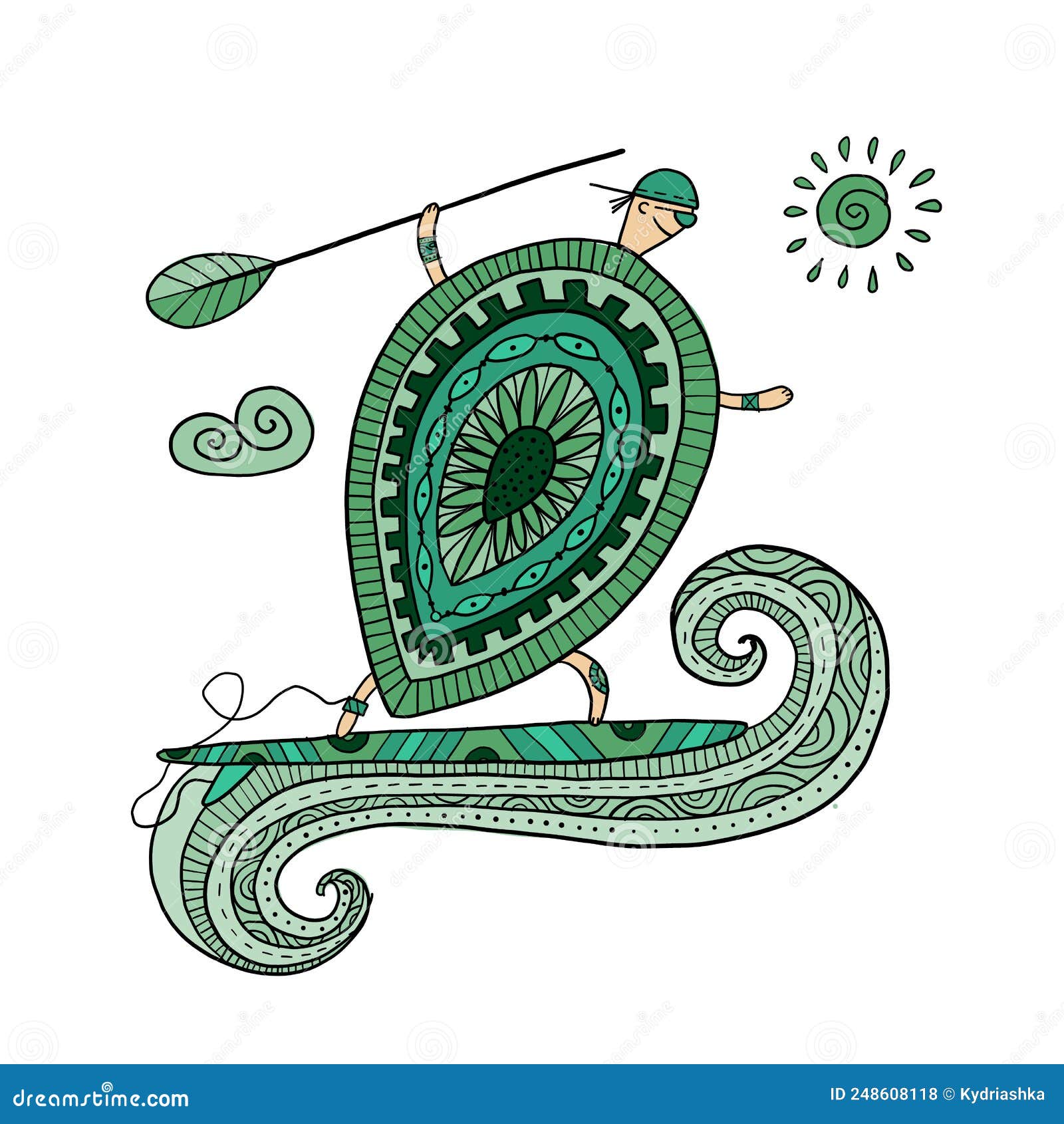 supboarding. funny turtle character on sup board. summer concept art for your 