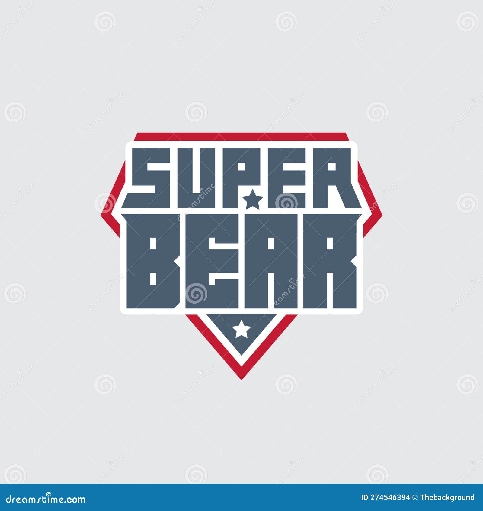 Super Bear - T-shirt Print. Patch with Original Lettering and Stars ...