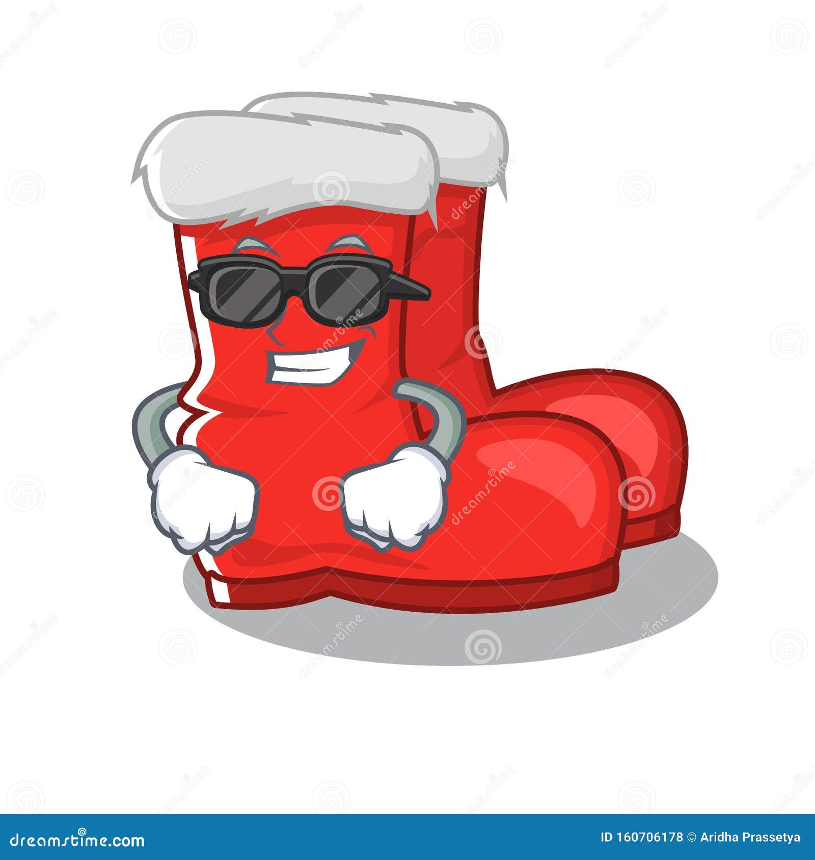Super Cool Santa Boots on Cartoon Shoe Rack Stock Vector Illustration