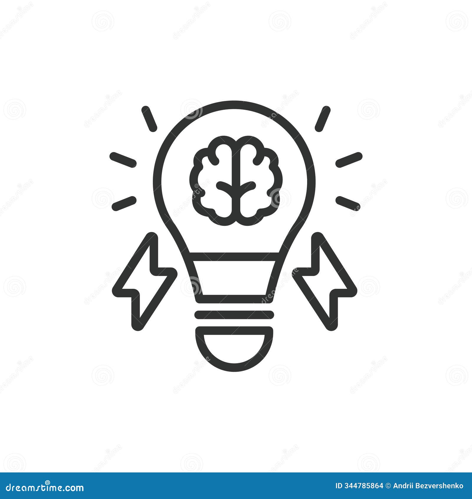 super creative idea, icon in line . creative, idea, innovation, inspiration, concept, brainstorming, thinking on