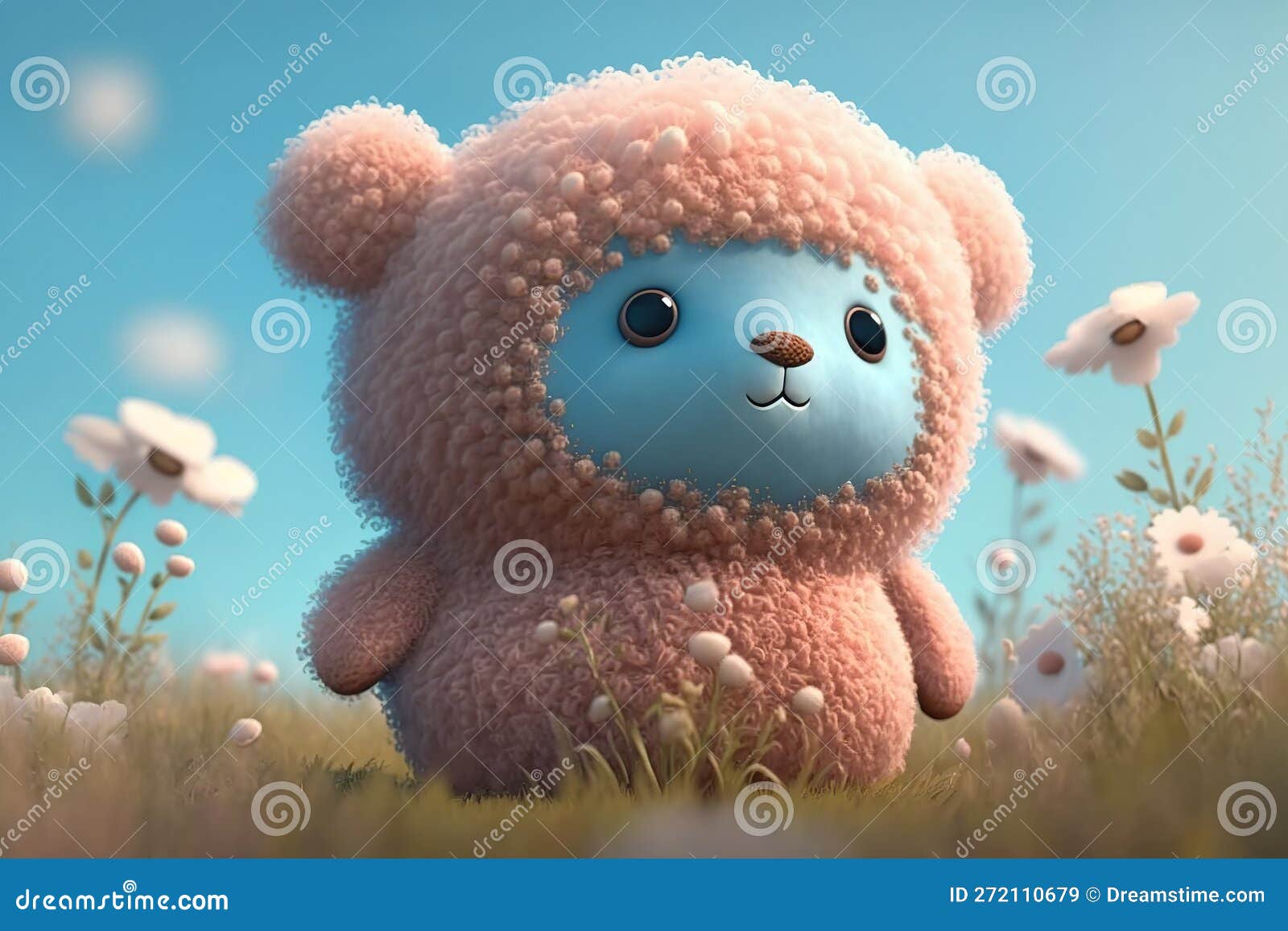Premium Photo  Beautiful teddy bear with big eyes on a blue