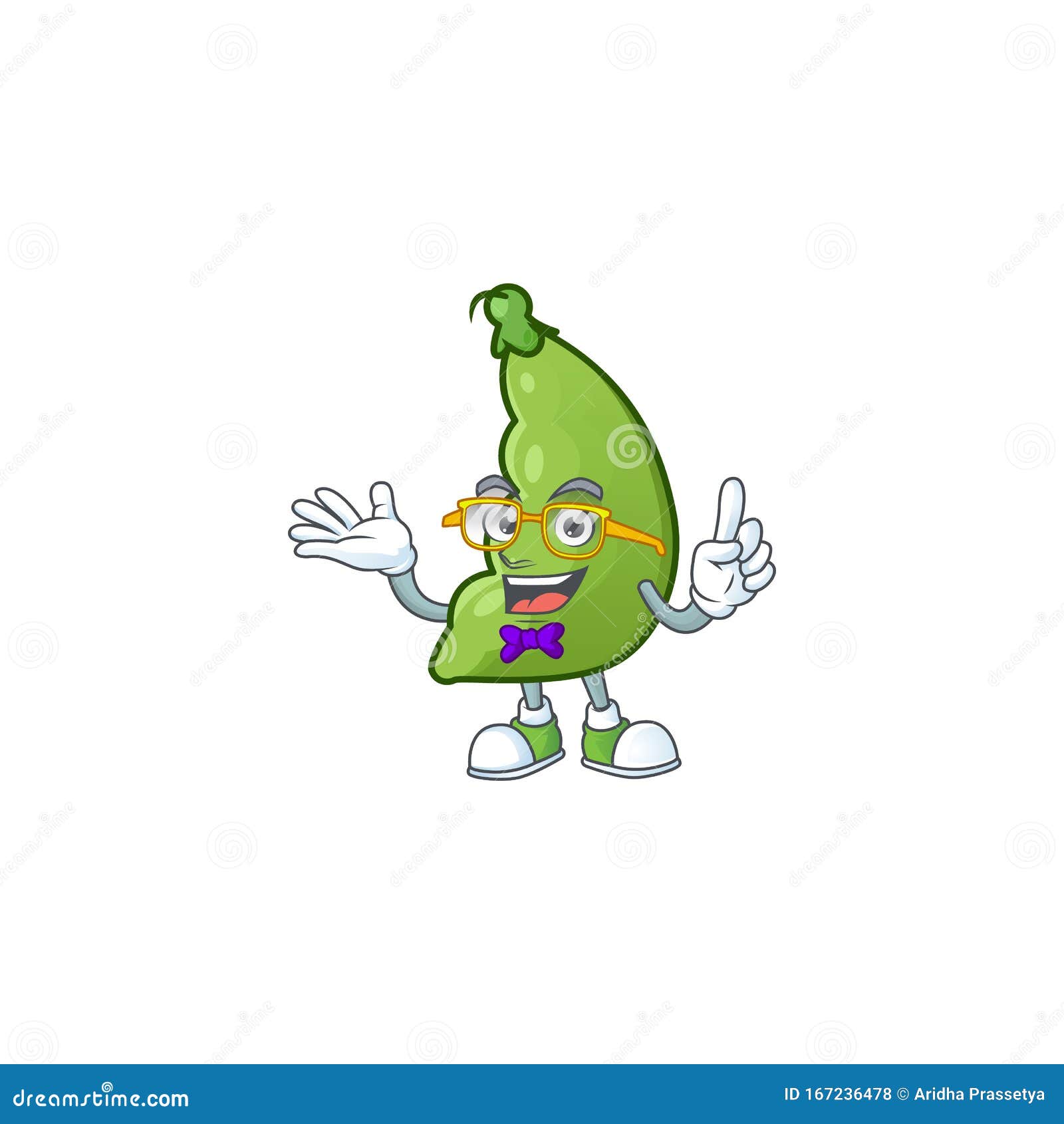 Super Cute Geek Broad Beans Cartoon Character Design Stock Vector ...