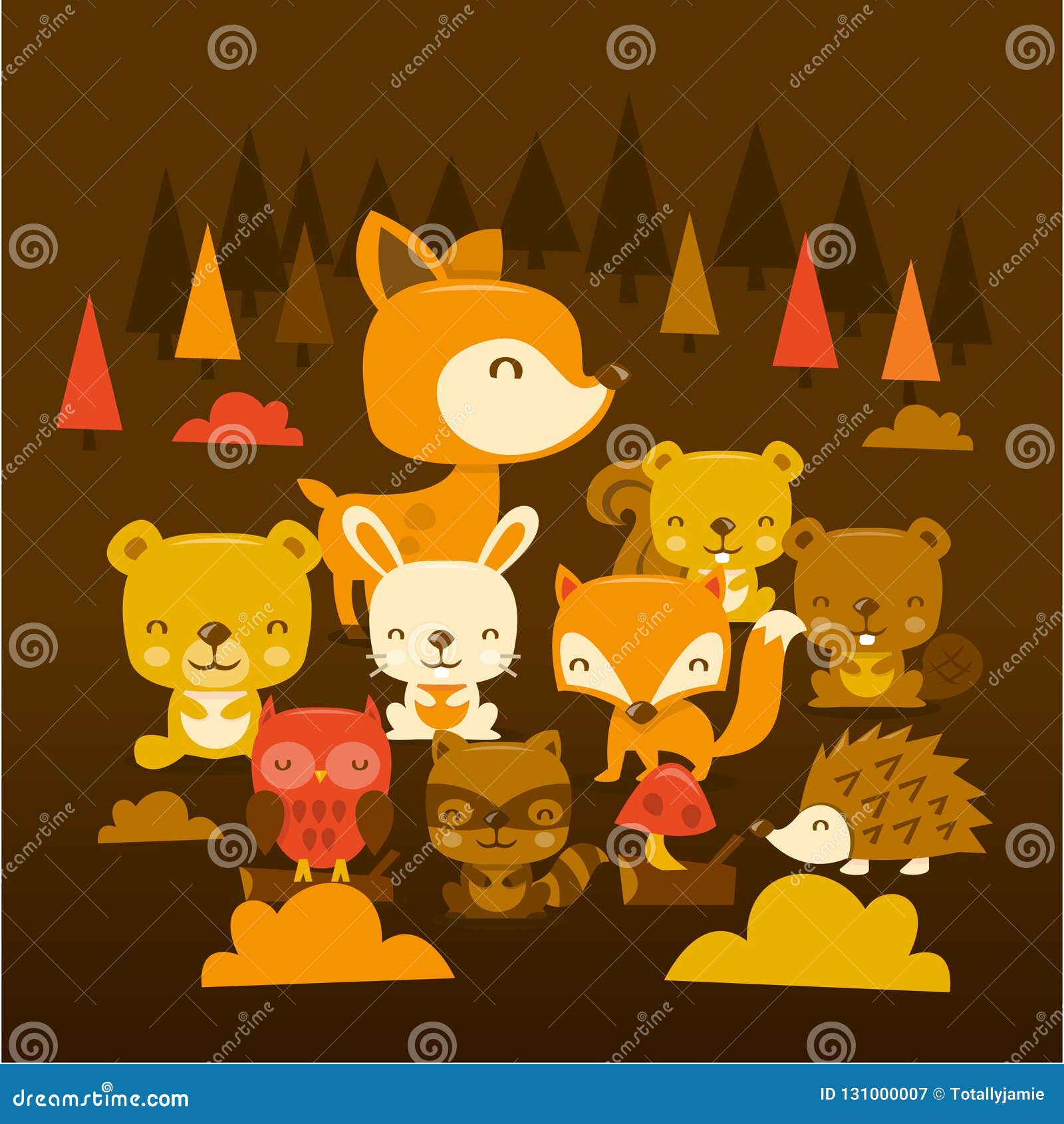 Super Cute Woodland Creatures Scene Stock Illustration - Illustration of raccoon, vector: 131000007 Super Cute Woodland Creatures Scene Stock Illustration - Illustration of raccoon, vector: 131000007