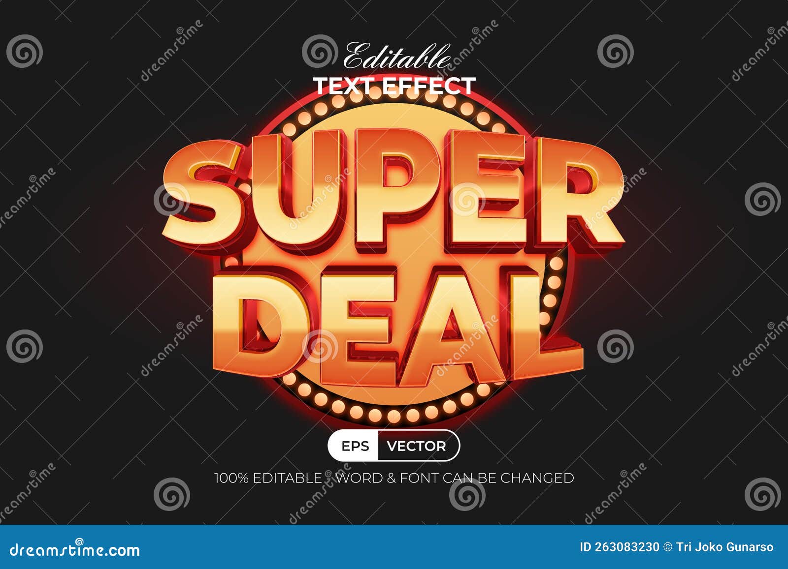 Super Deal Text Effect Golden Light Style. Editable Text Effect Stock