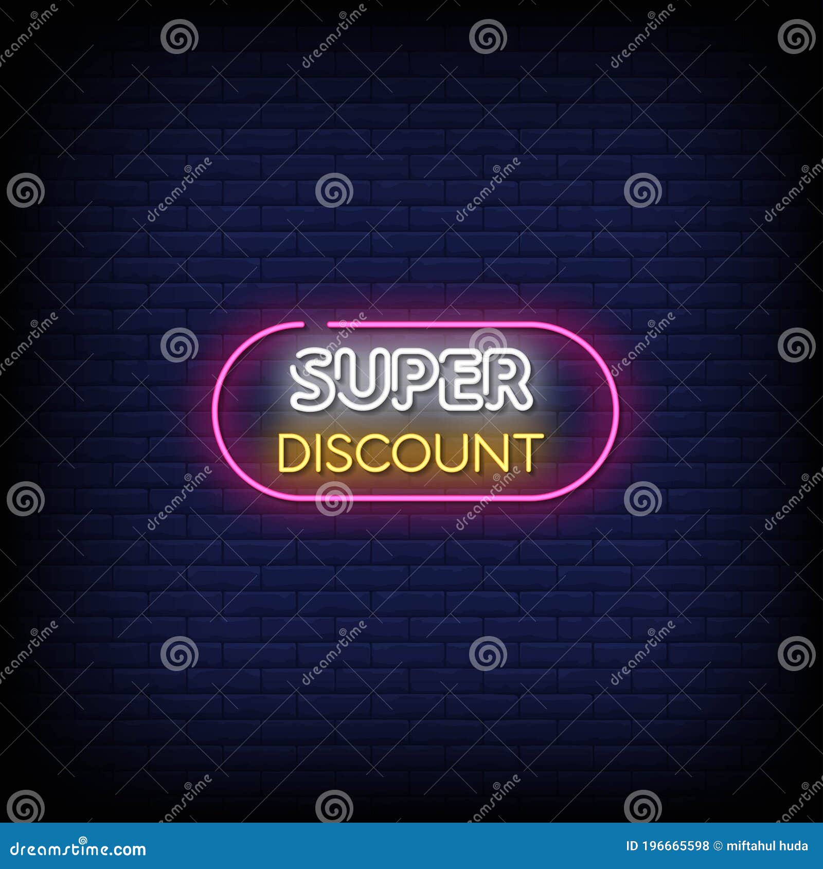 Super Discount Neon Signs Style Text Vector Stock Vector Illustration