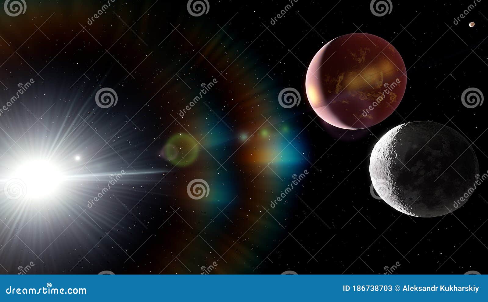 super-earth planet, realistic exoplanet, planet suitable for colonization, earth-like planet in far space, planets background 3d r