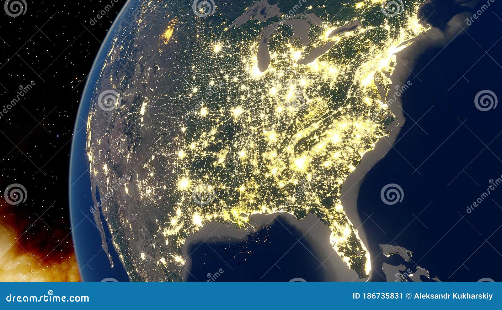 Realistic United States Of America From Space Night Usa From Space Super Earth Planet Realistic Exoplanet Realistic United States America Space Night Usa Space East Coast Usa 186735831