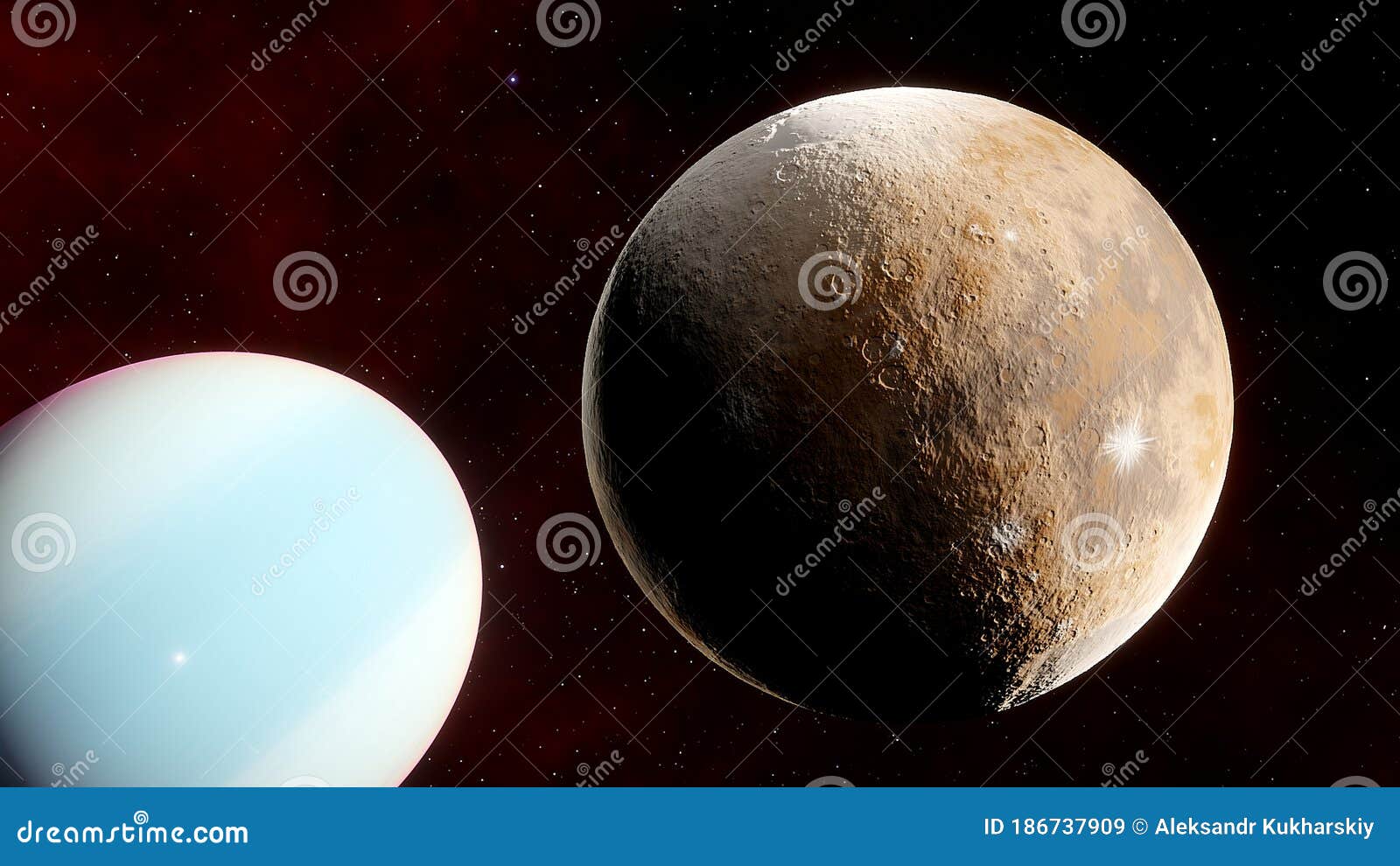 super-earth planet, realistic exoplanet, planet suitable for colonization, earth-like planet in far space, planets background 3d r