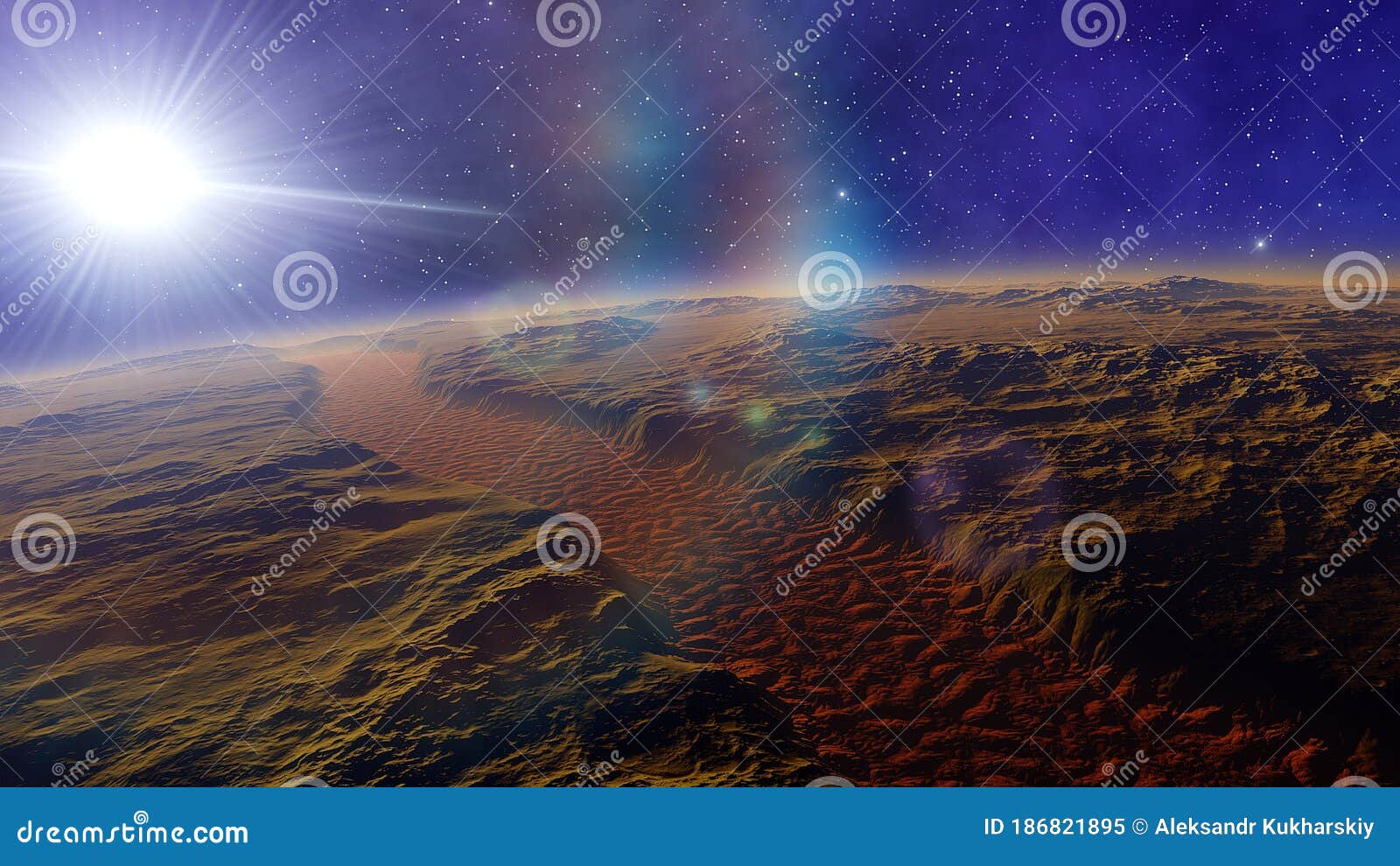 super-earth planet, realistic exoplanet, planet suitable for colonization, earth-like planet in far space, planets background 3d r