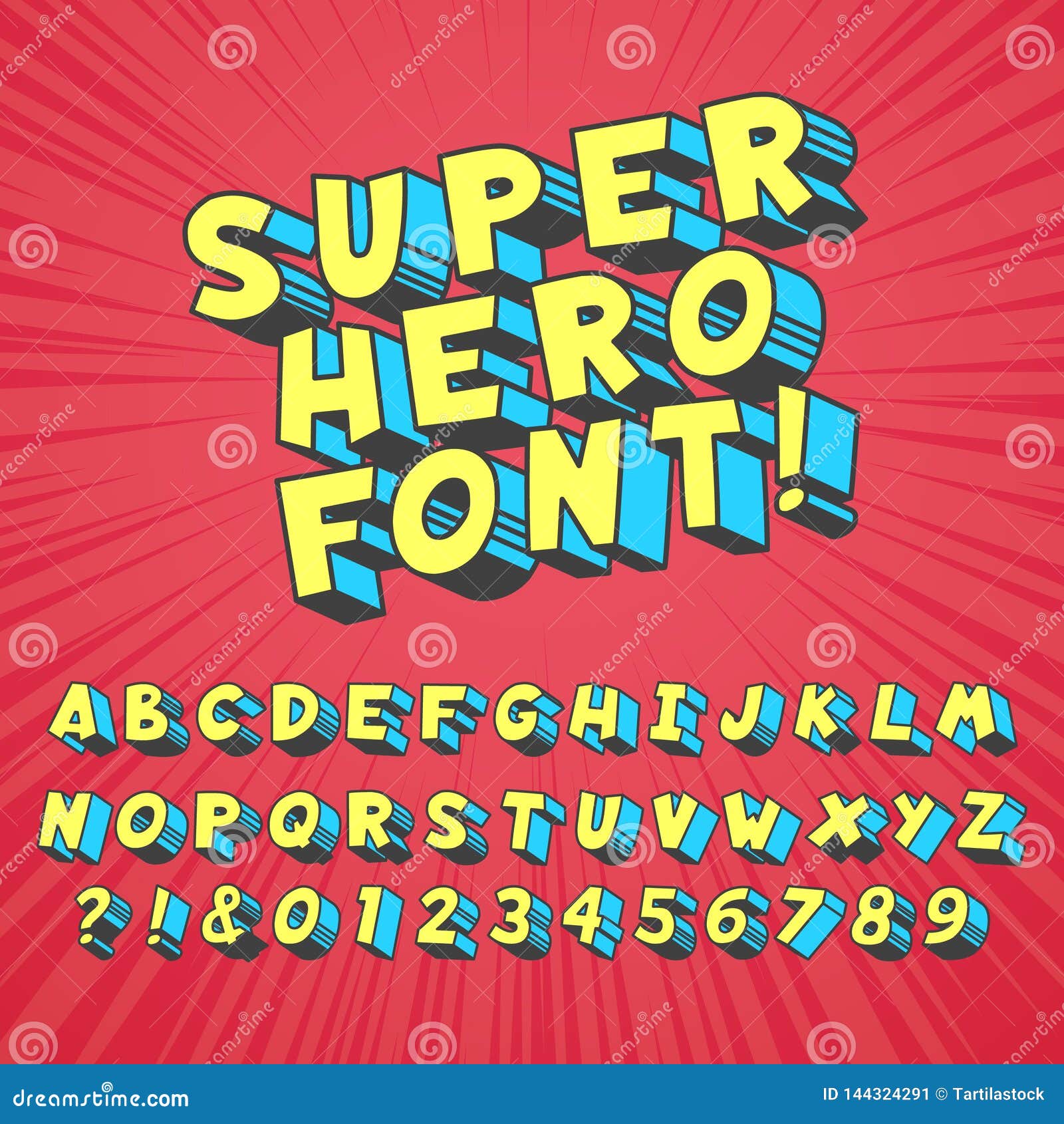 super hero comics font. comic graphic typography, funny supers heros alphabet and creative fonts letters  
