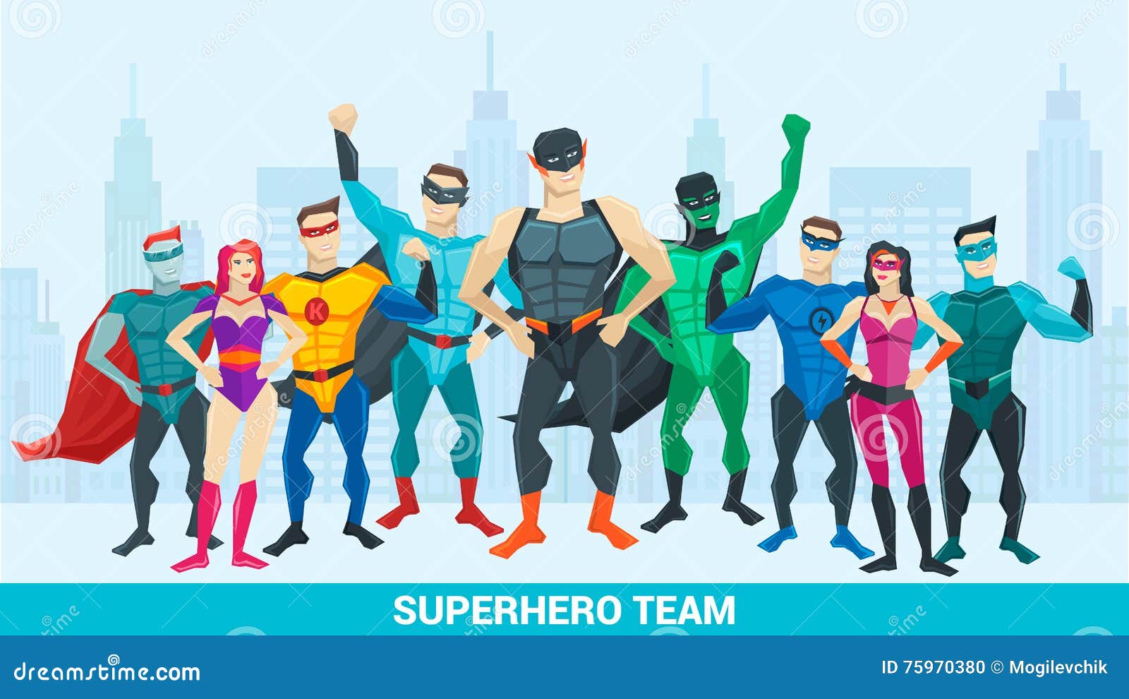 Super Hero Composition stock vector. Illustration of character - 75970380