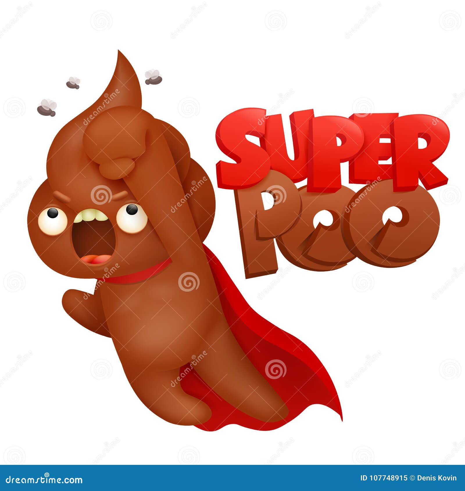 Super Hero Poop Emoticon Icon Cartoon Character Royalty Free