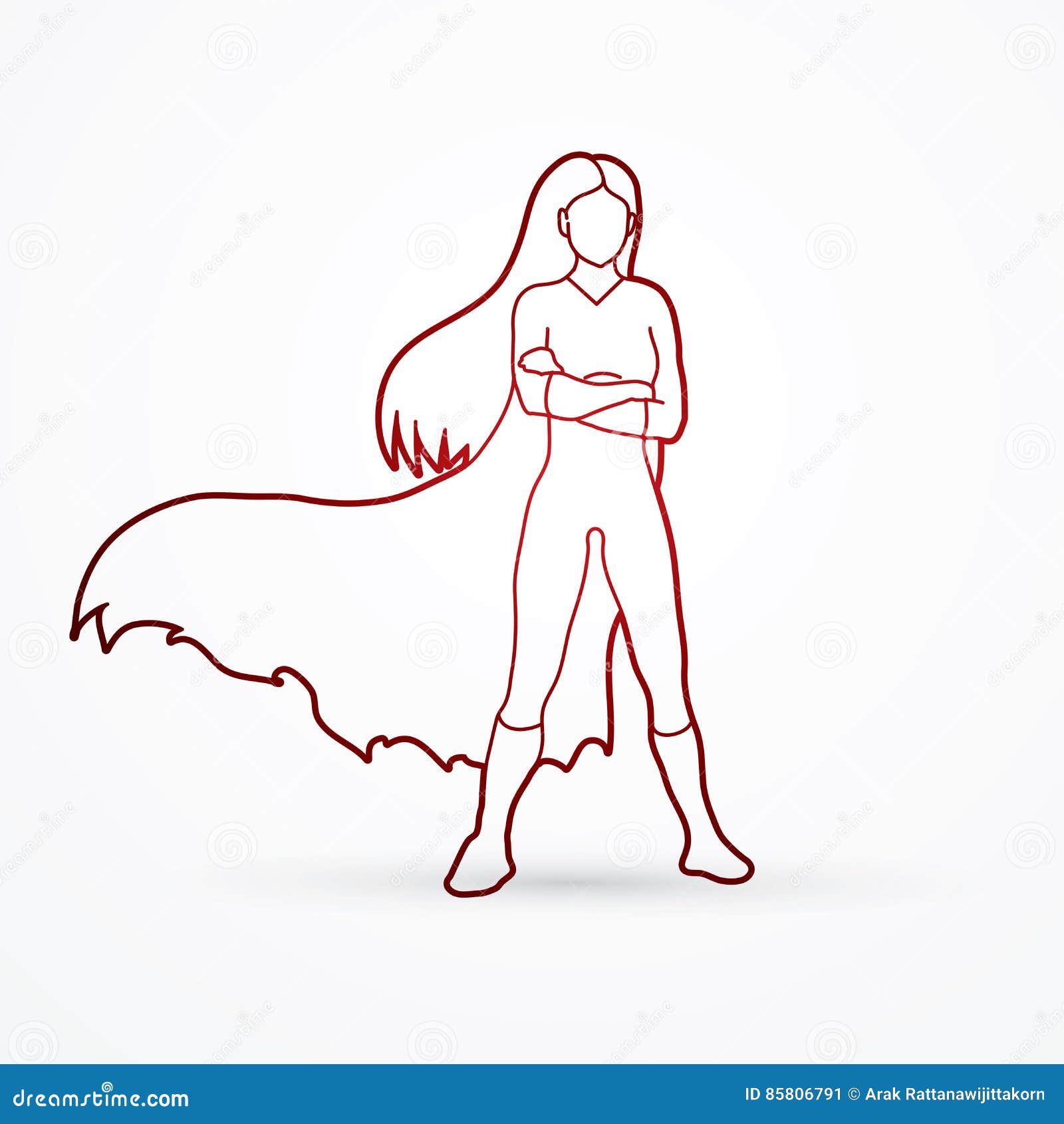 Super Hero Woman Standing Arms Across The Chest Stock Vector - Illustration of character, lady ...