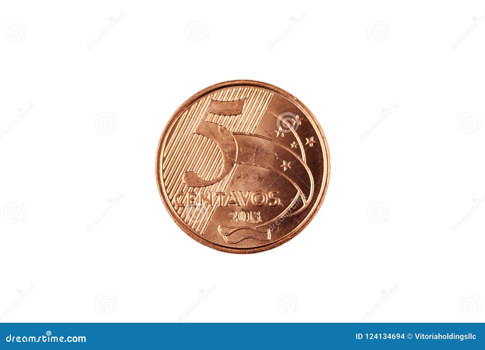 brazilian 5 centavo coin  on a white background