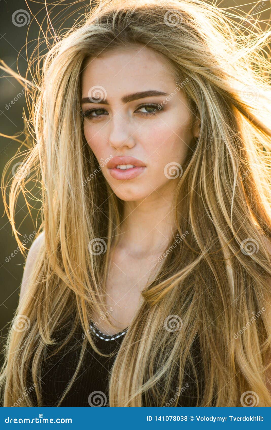 Super Model. Beautiful Female Face. Amazing Young Woman in Swimsuit