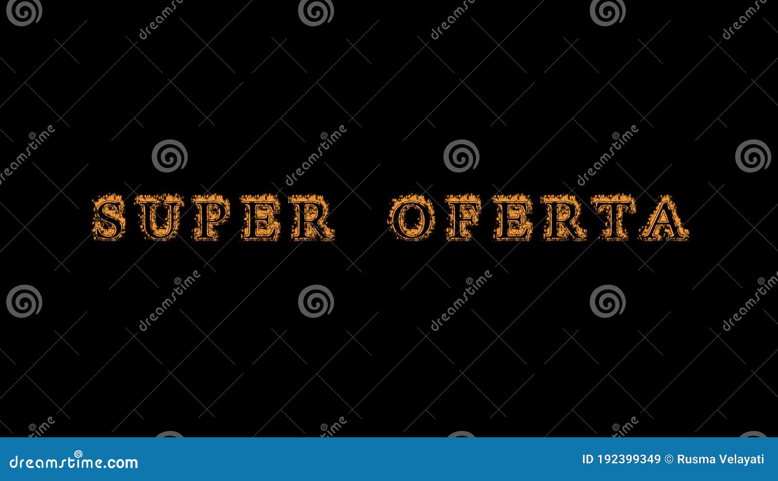 super oferta fire text effect black background