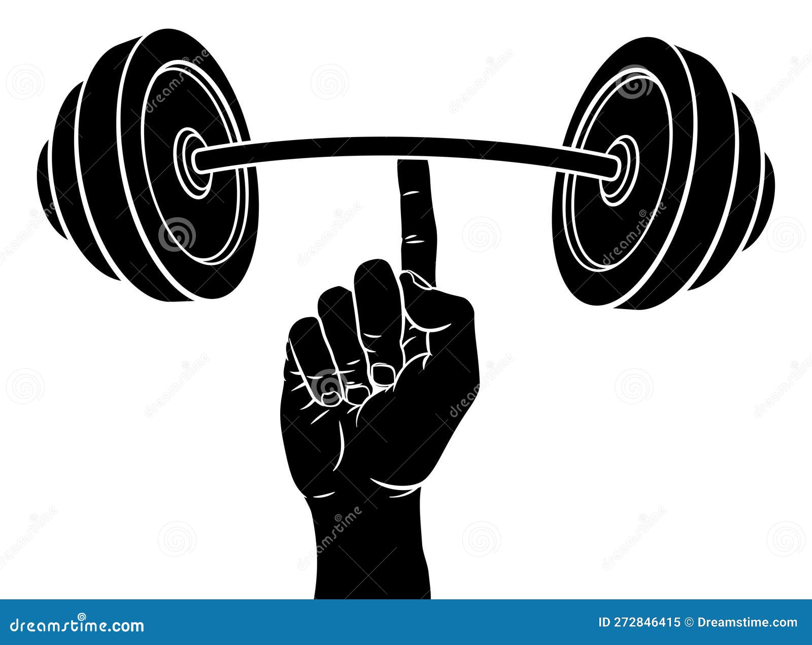 Weightlifting Hand Finger Holding Barbell Concept Stock Vector