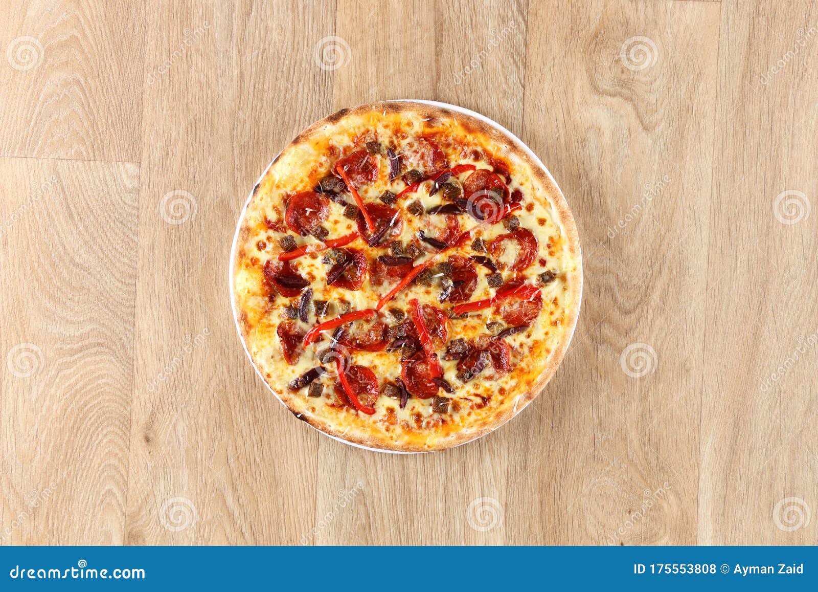 Super Supreme Pizza Meat Pepperoni Pizza Stock Photo Image of