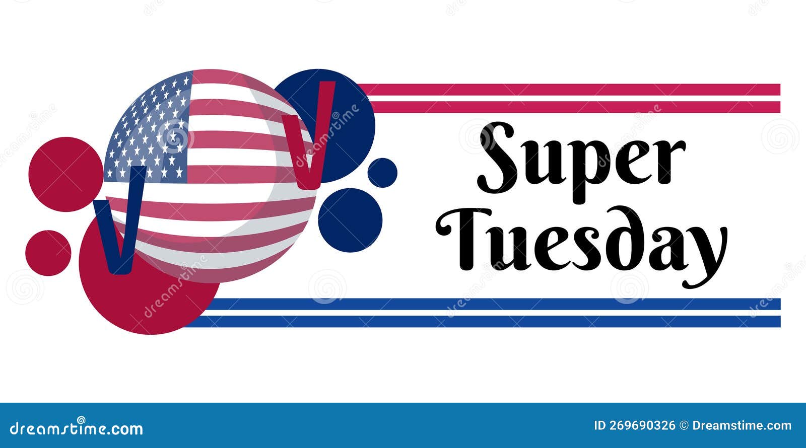 super tuesday, horizontal banner  for theme decoration