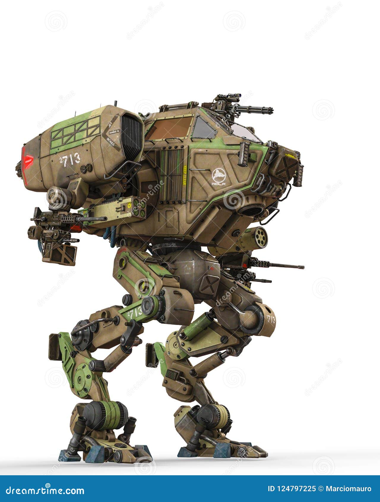 Super War Machine on Green Camouflage Stock Illustration - Illustration of  robotic, military: 124797225
