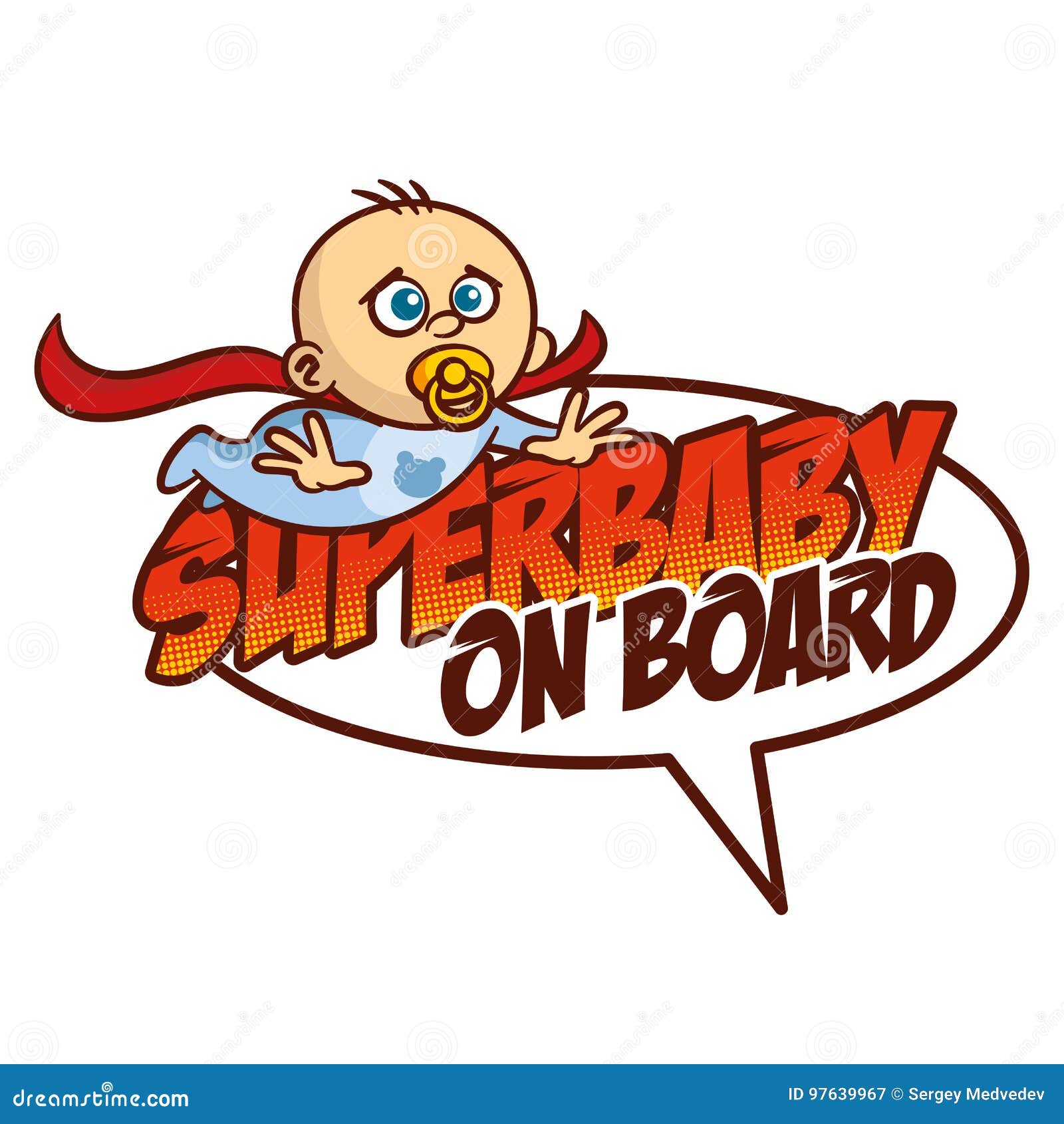 Superbaby an Bord Superheldlogo Vektor Abbildung - Illustration von kostüm,  karikatur: 97639967