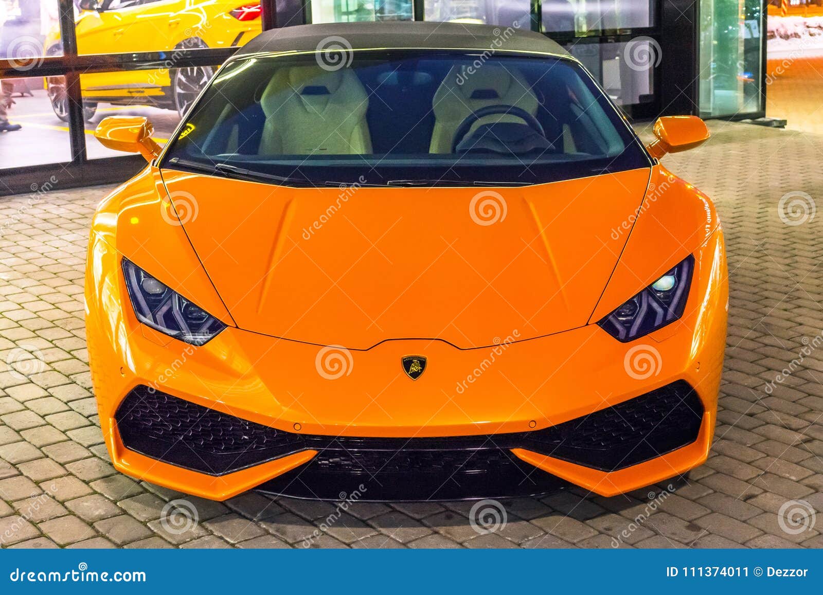 Supercar Lamborghini Aventador Orange Color Parked at the Car
