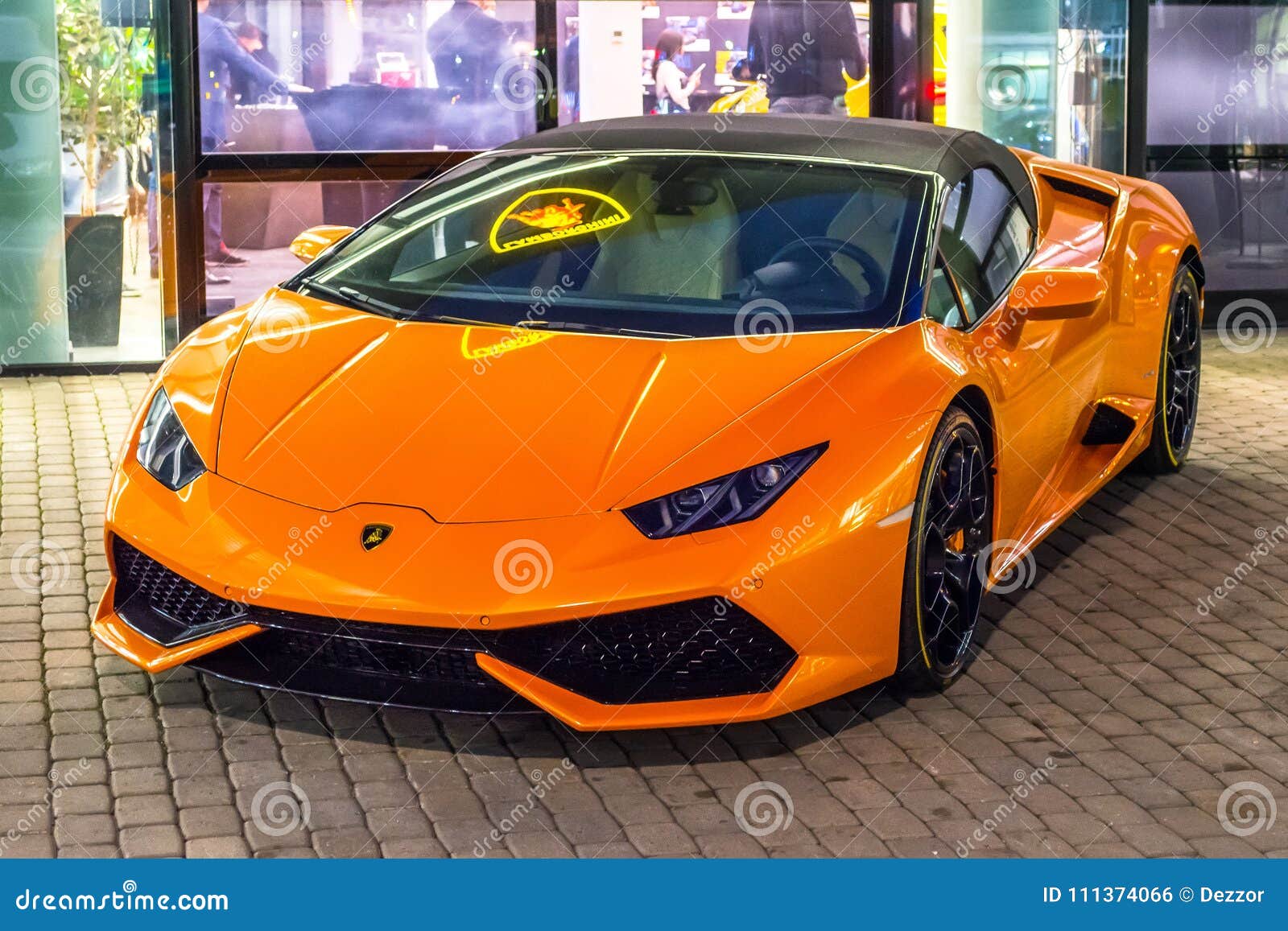 Supercar Lamborghini Aventador Orange Color Parked at the Car