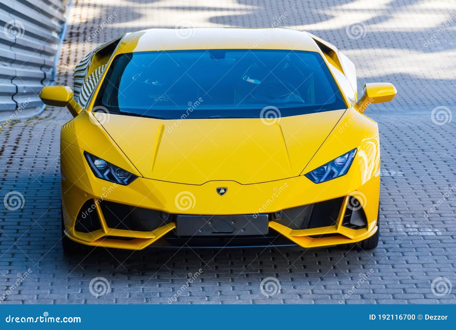 Supercar Lamborghini Aventador Yellow Color Parked at the Car