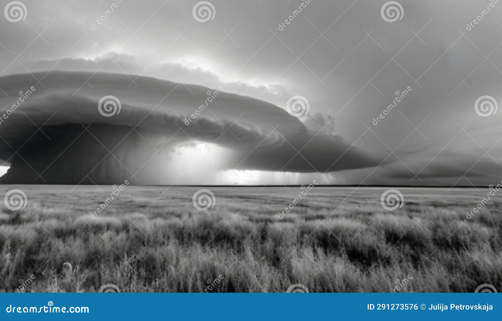 A Supercell Thunderstorm, Presence of a Mesocyclone. Moisture Streams ...