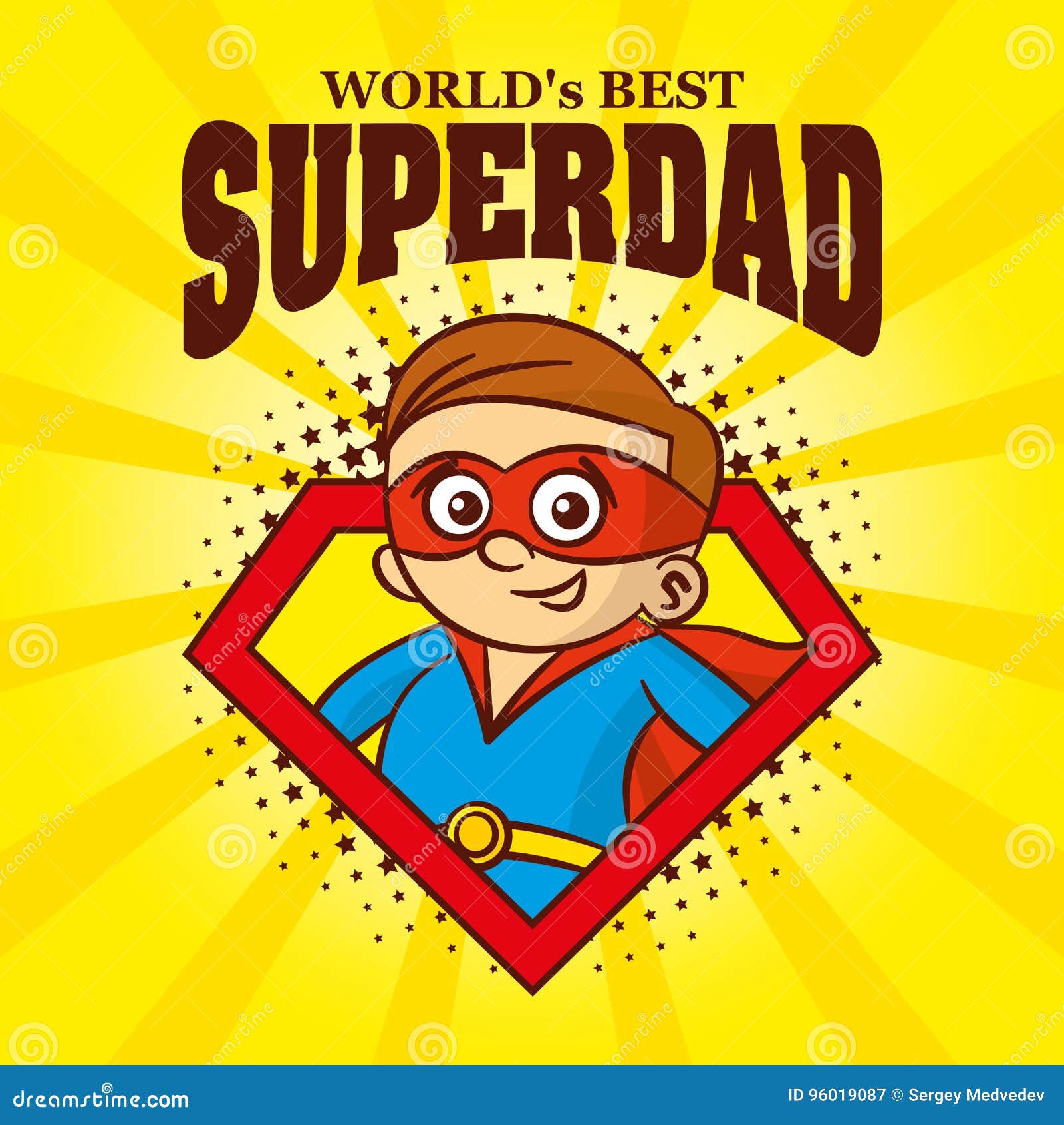 Superdad Logo Cartoon Character Superhero Stock Vector - Illustration of  costume, print: 96019087