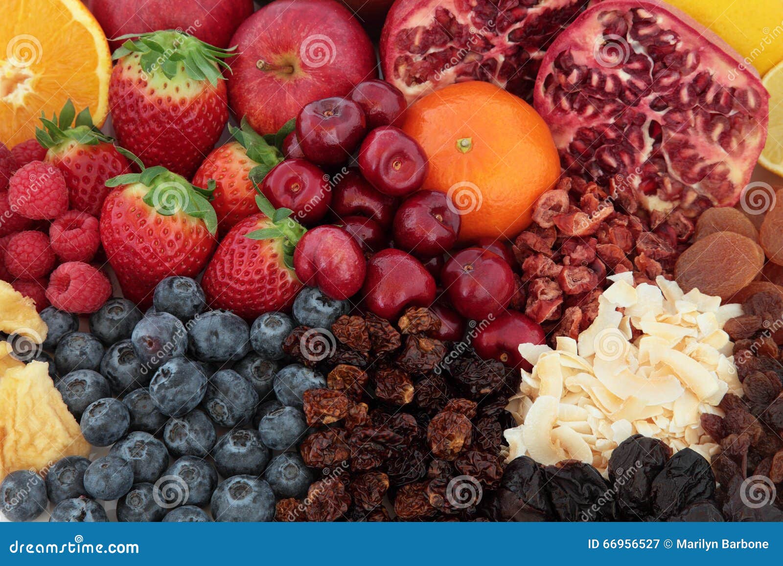 Superfood Fruit Background. Superfood fruit selection forming a background, high in antioxidants, vitamins and dietary fibre background.