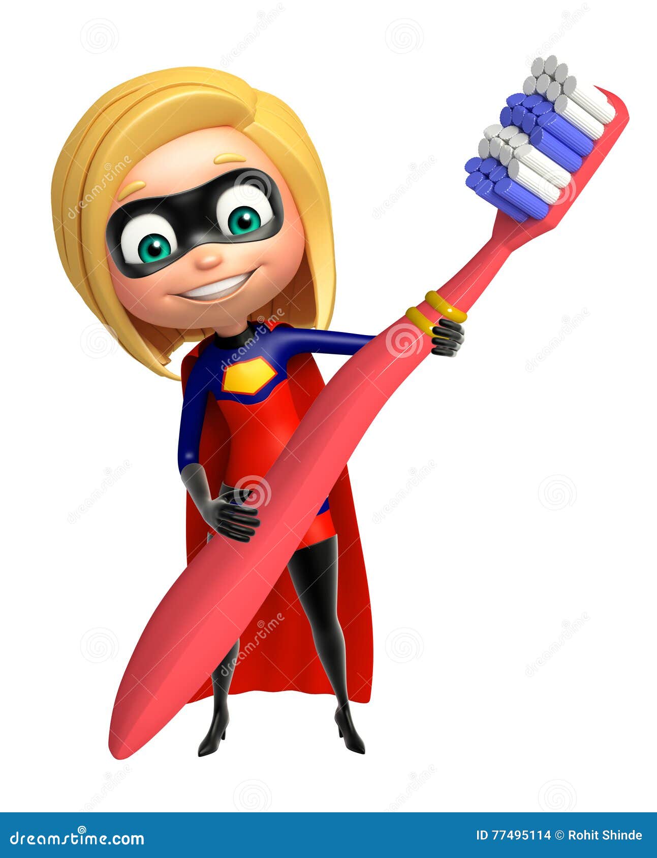 Supergirl С Зубной Щеткой Иллюстрация Штока. Иллюстрации.