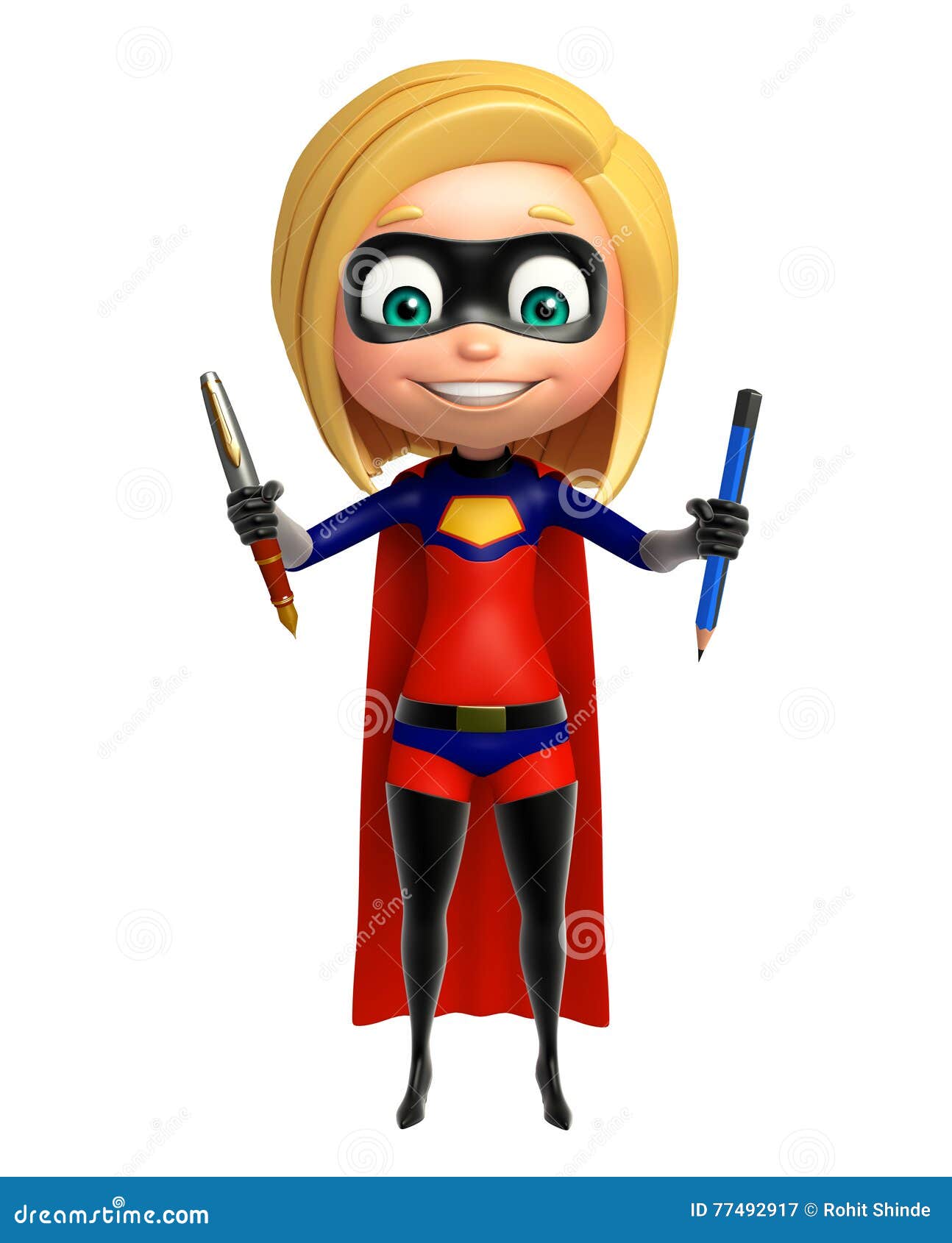 Supergirl С Карандашем И Ручкой Иллюстрация Штока - Иллюстрации.