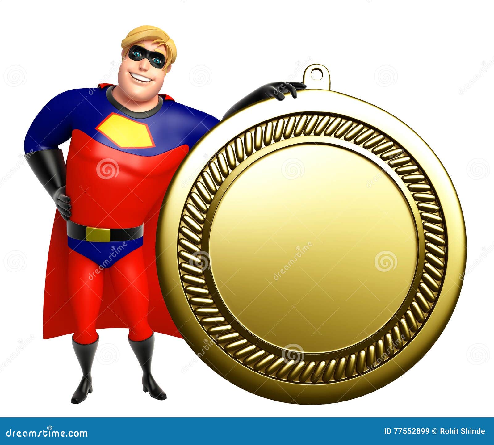Superheld Mit Medaille Stock Abbildung Illustration Von Medaille 77552899