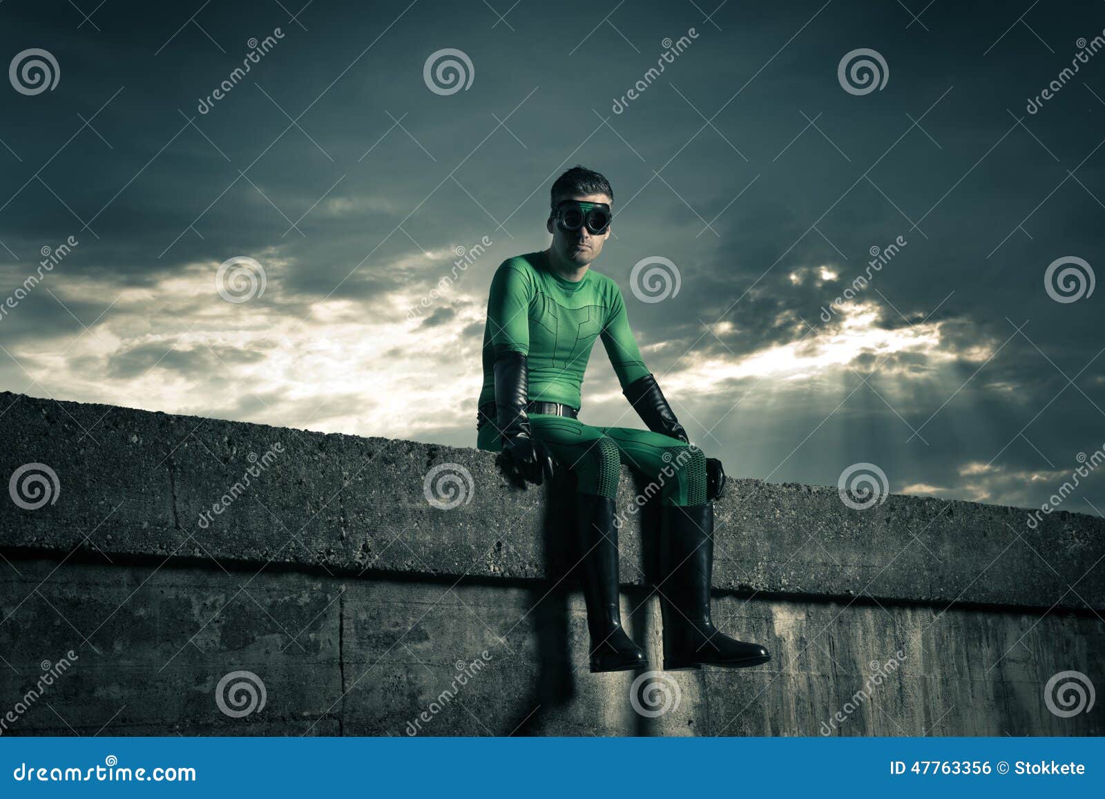 Superhero with Dramatic Sky on Background Stock Photo Image of motivation, dark 47763356