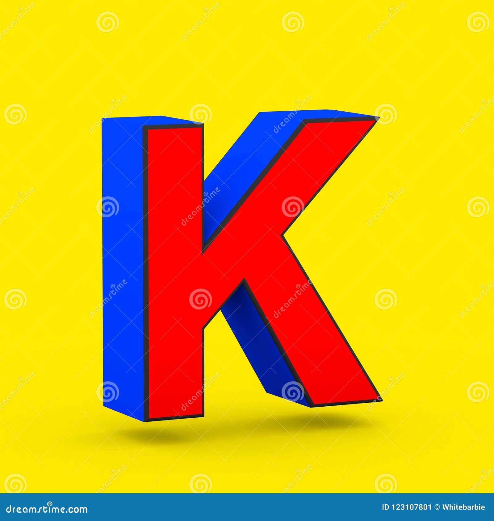 Red and Blue Superhero Letter K Uppercase Isolated on Yellow Background ...