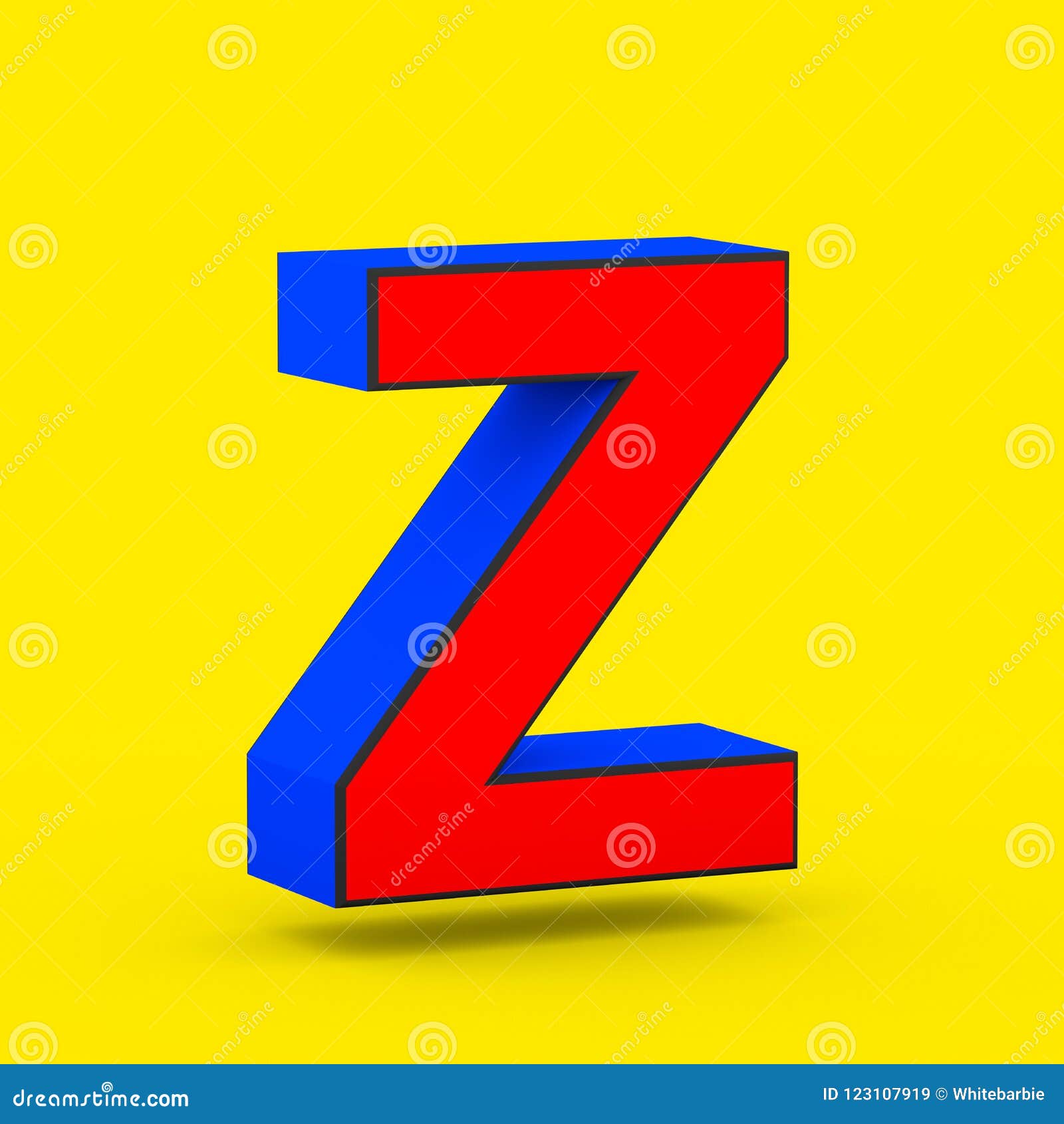 Red and Blue Superhero Letter Z Uppercase Isolated on Yellow Background ...