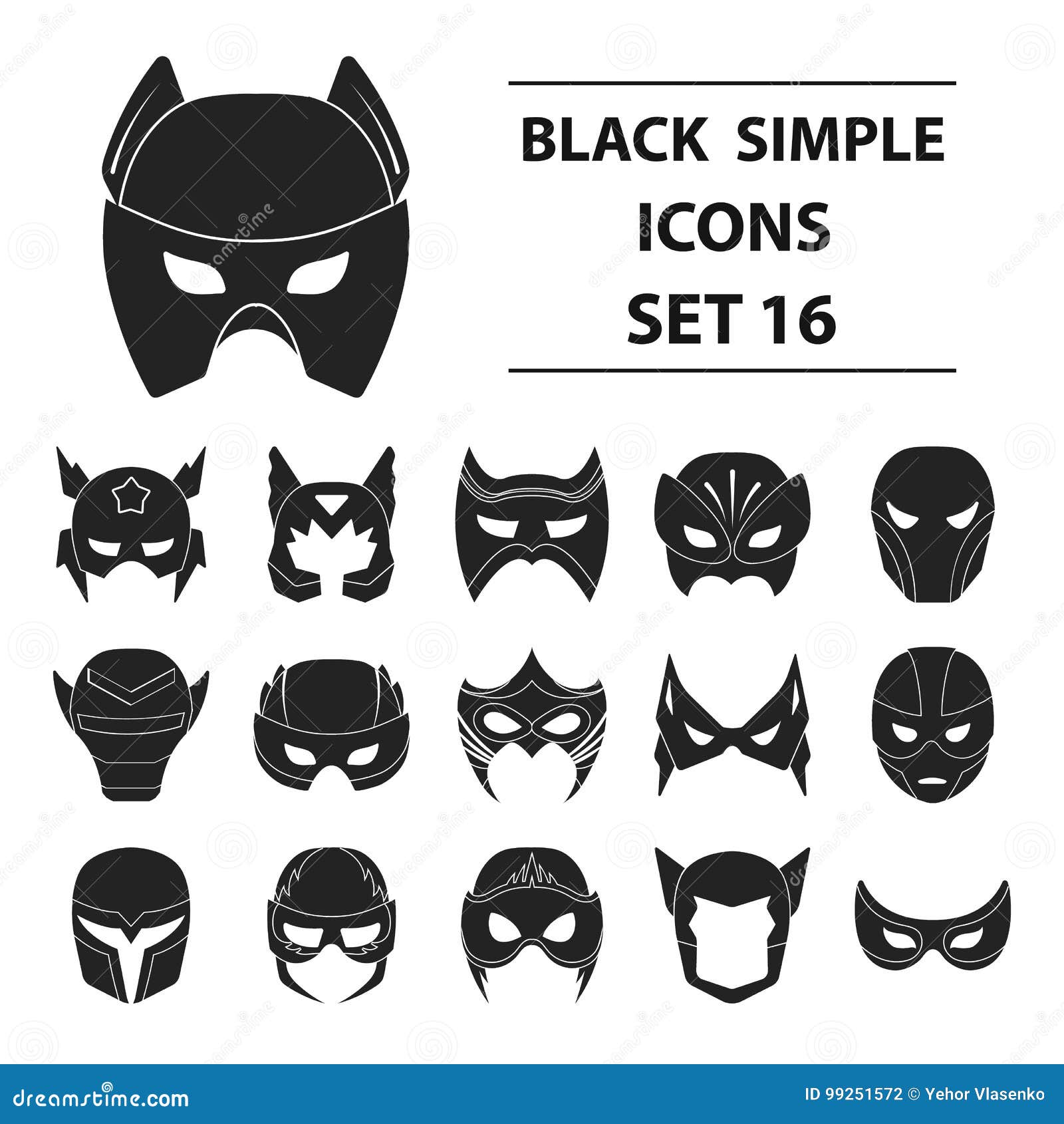 Hound boks få øje på Superhero Mask Set Icons in Black Style. Big Collection of Superhero Mask  Vector Symbol Stock Illustration Stock Vector - Illustration of black,  isolated: 99251572