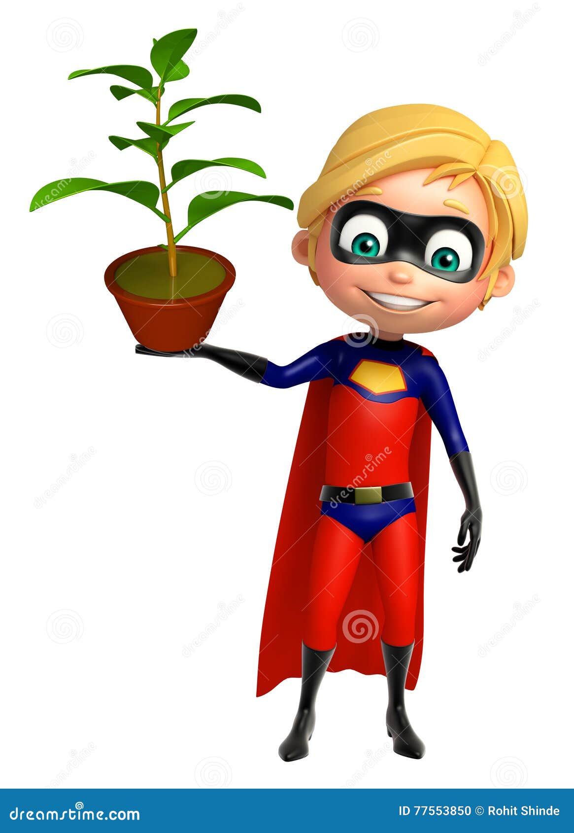 Superhero with Plant stock illustration. Illustration of protector