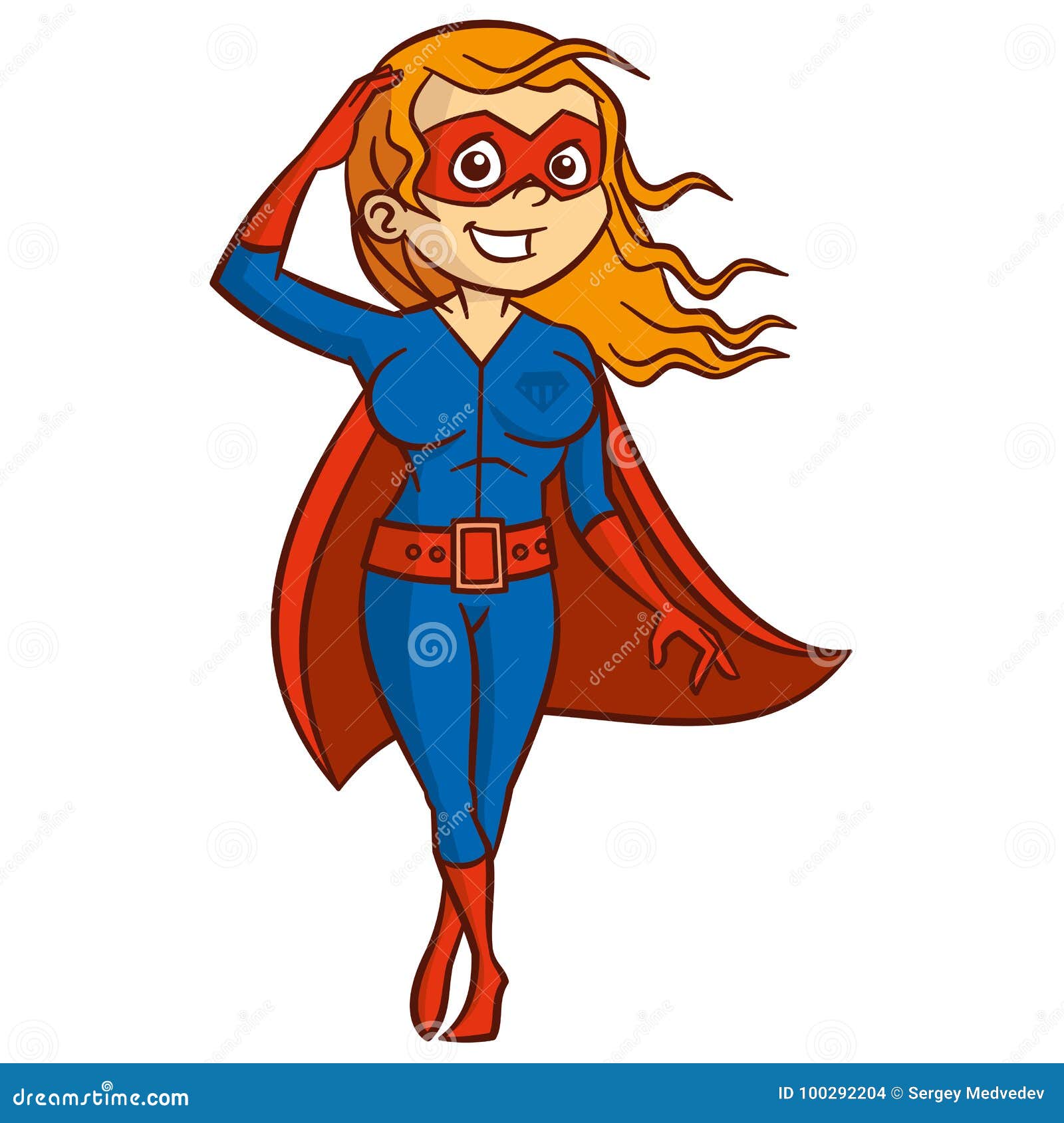 Super Hero Woman Cartoon Character Stock Illustration - Illustration of  sticker, haired: 100292204
