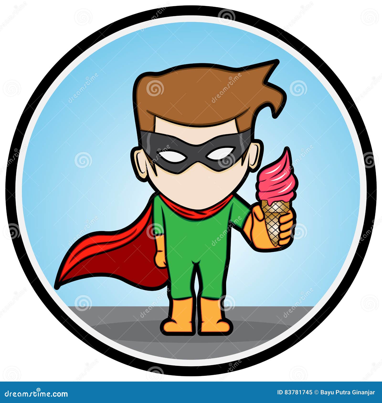 Superhero Showing Ice Cream Stock Vector Illustration of people, robe